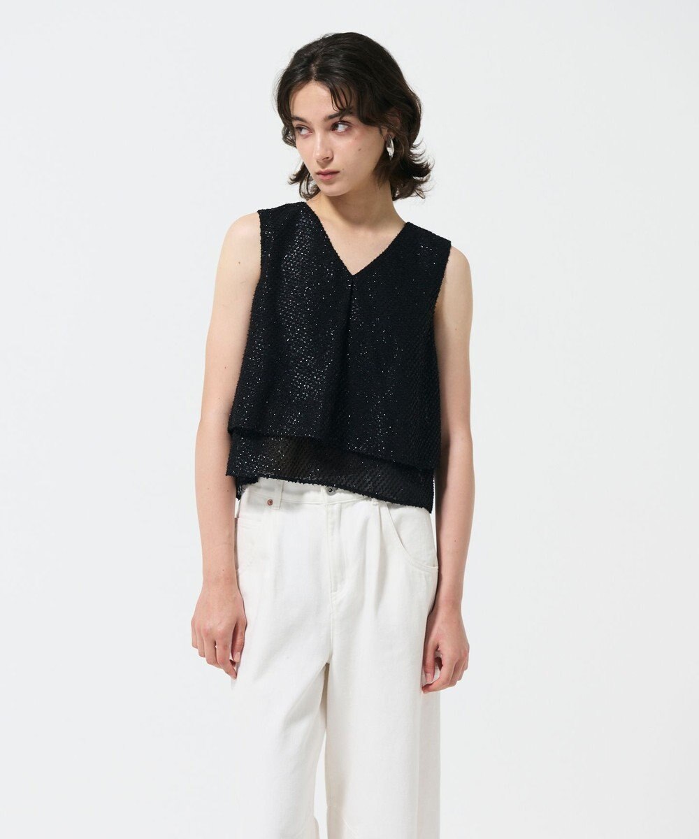 GRACE CONTINENTAL シフォンカットジャガードトップ 