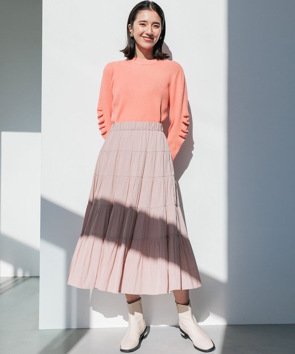 組曲 ギャザーライトデシン ティアードスカート 