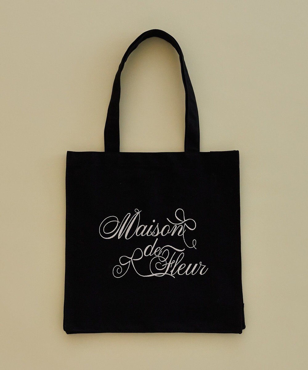 Maison de FLEUR ブランドロゴ刺繍スクエアトートバッグ 