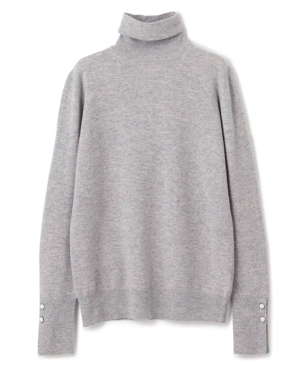 BEIGE， 【WEB限定・洗える】ALSACE / パール釦タートルネックウールニット 