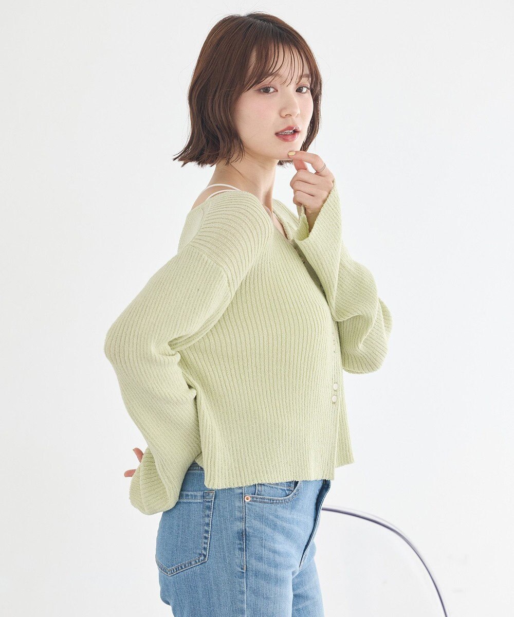 earth music&ecology 【予約】リブクロップドカーディガン 