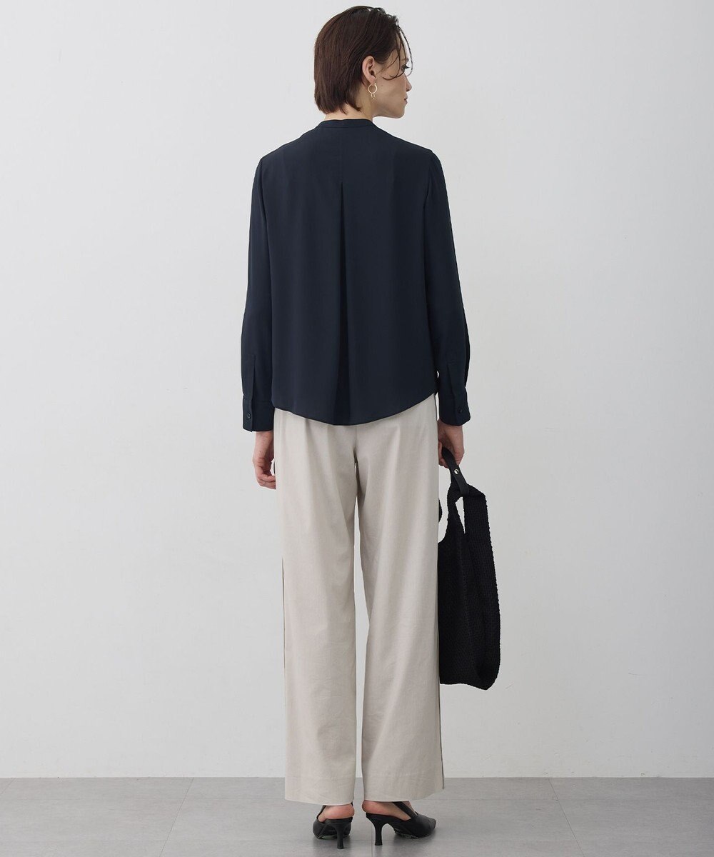 ICB L 【新色追加・WEB限定カラーあり】BackSatinAmunzen バンドカラーブラウス 