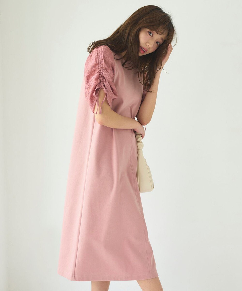 Feroux 【洗える】ドロストスリーブカットソー ワンピース 