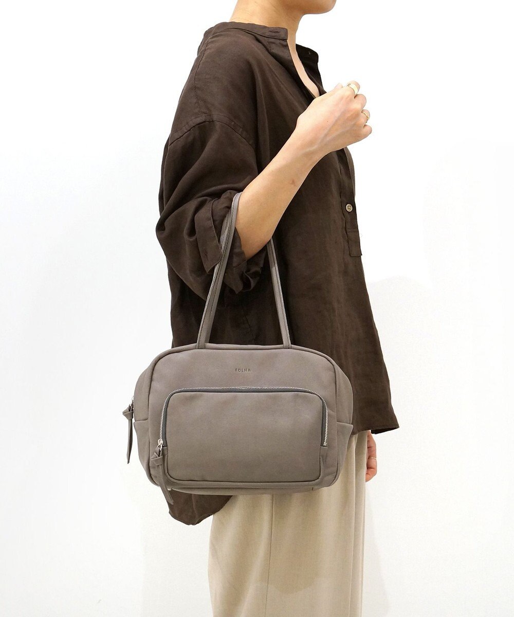 FOLNA RD ソフトレザーフロントポケットボストンバッグ 