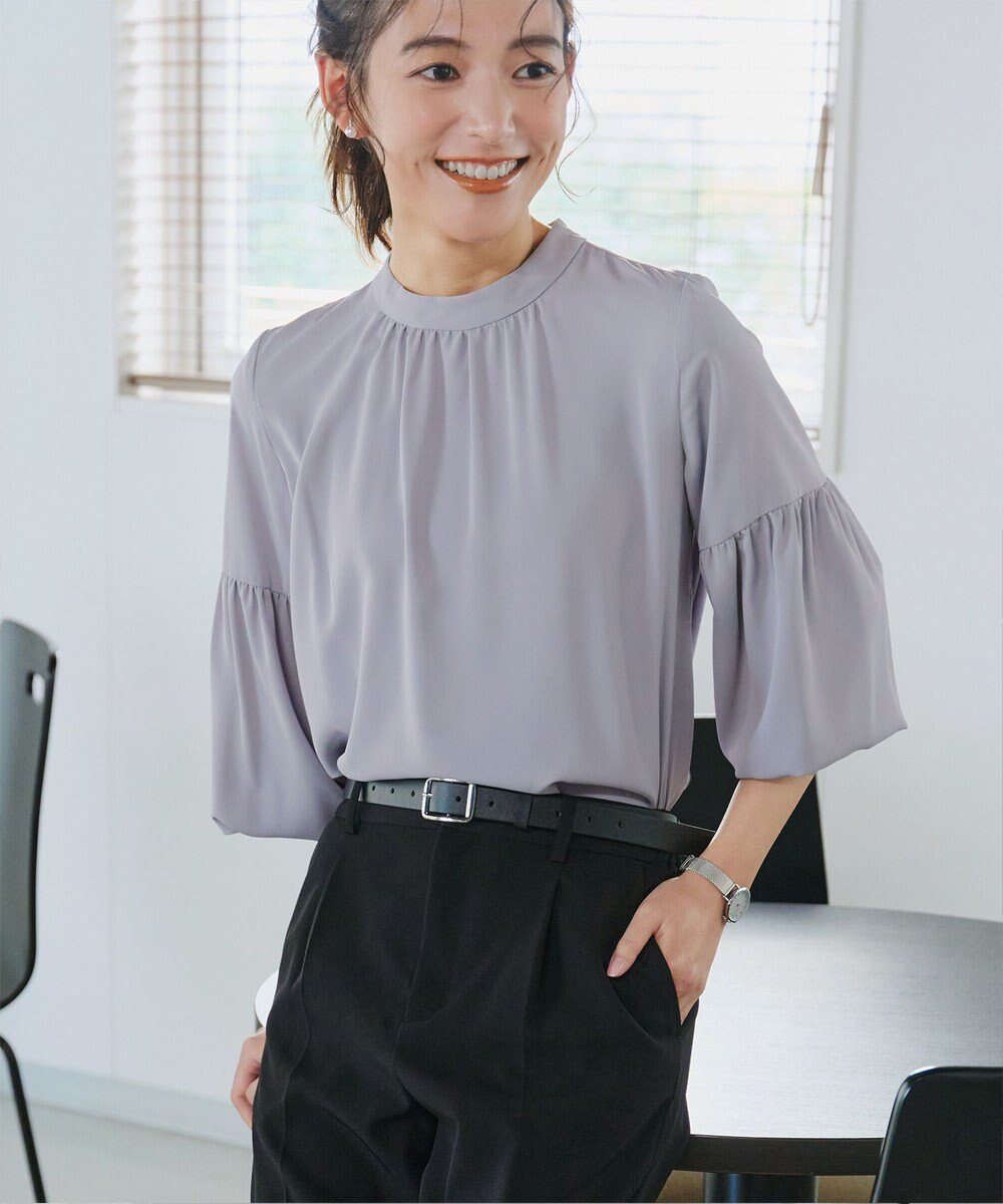 Tiaclasse 【洗える】ボリューム袖ハイネックブラウス 