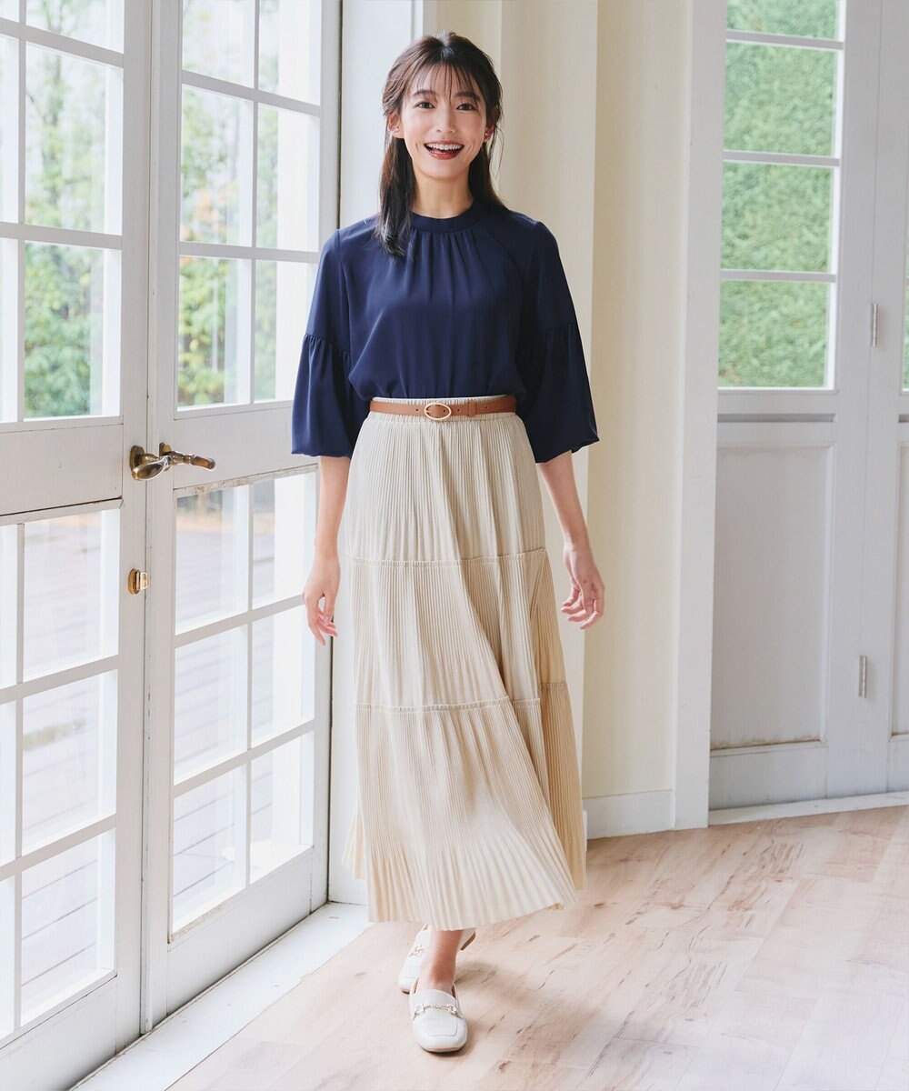 Tiaclasse 【洗える】ボリューム袖ハイネックブラウス 