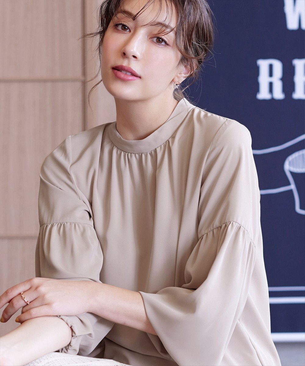 Tiaclasse 【洗える】ボリューム袖ハイネックブラウス 