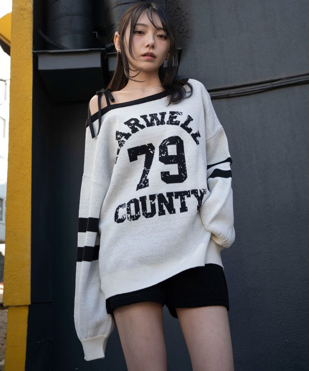 WEGO 2WAYグラフィックワンショルニット 