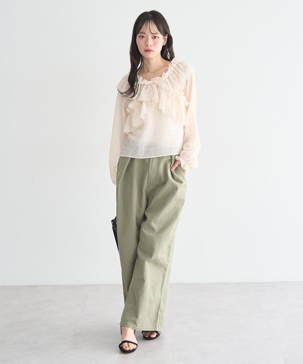 earth music&ecology シアーチェック2wayオフショルブラウス 