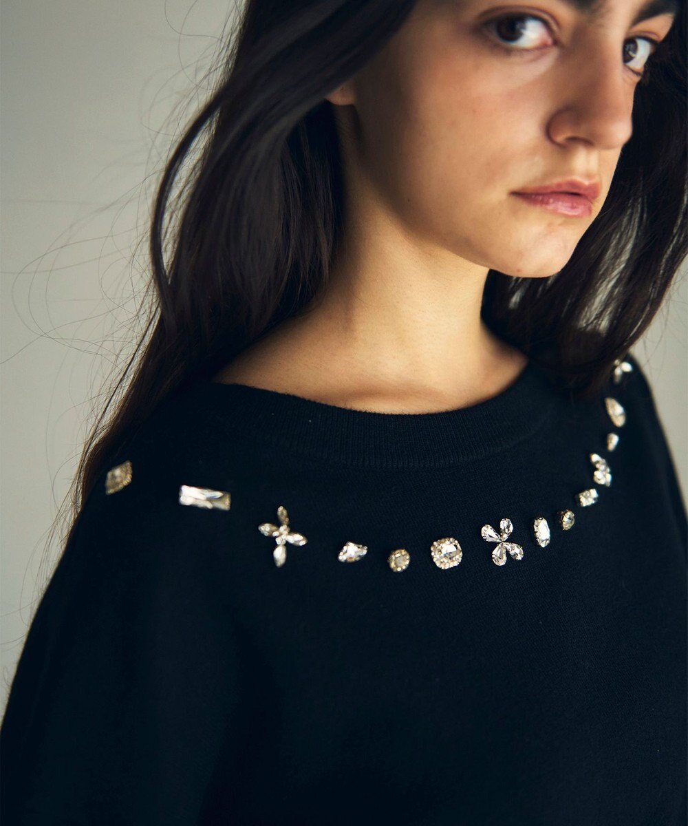 GRACE CONTINENTAL マルチビジューニットトップ 