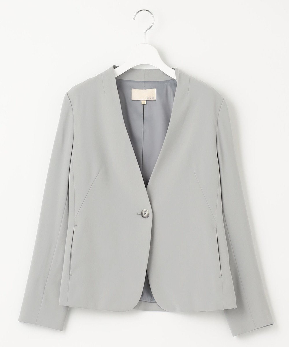 自由区 【XSサイズ～/洗える】ダブルフェイススーティング ノーカラージャケット 