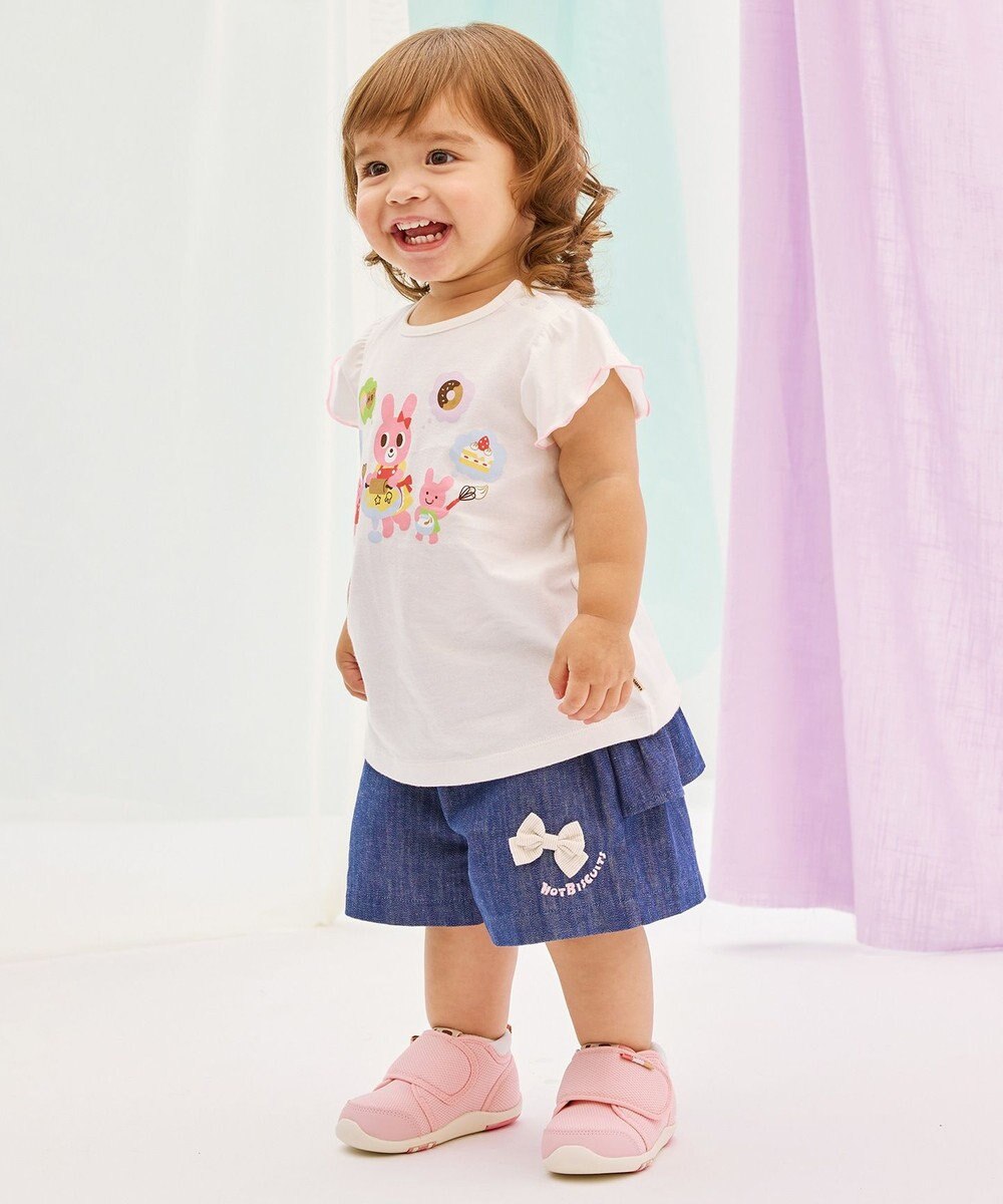 MIKI HOUSE HOT BISCUITS 【80-120cm】 先染めデニム バックフリル キュロットパンツ 