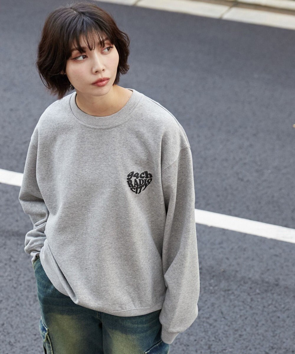 WEGO 【ユニセックス着用ITEM/裏起毛/SMLサイズ展開】リラックスフィットハートロゴプルオーバー 