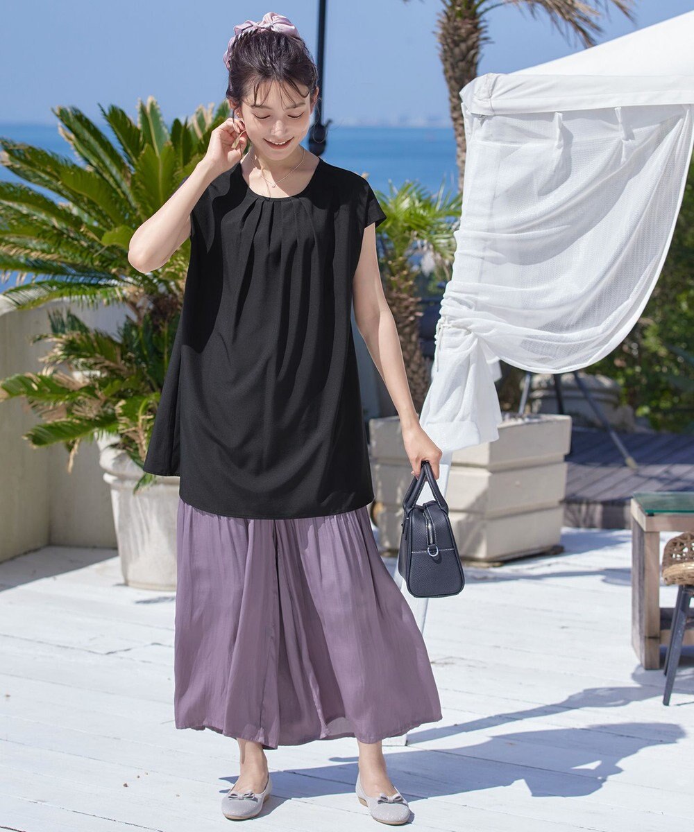 Tiaclasse 【洗える】ヴィンテージサテン消しプリーツパンツ 