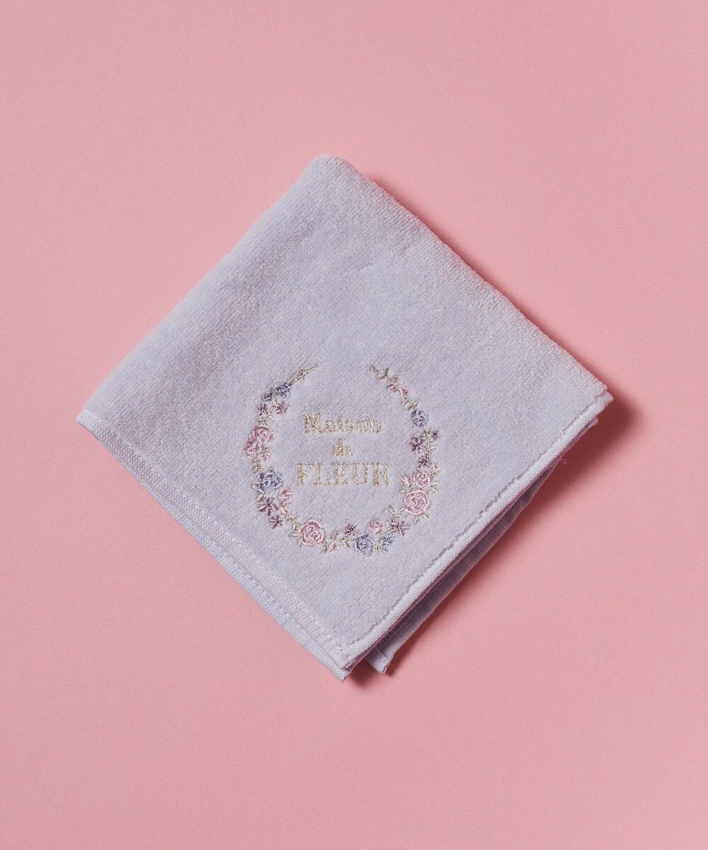 Maison de FLEUR フラワーフレーム刺繍タオルハンカチ 