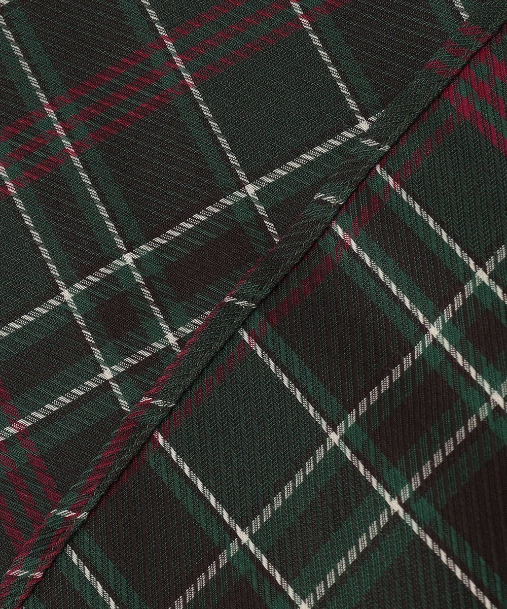 組曲 シアーツイルチェック ハイネックブラウス 