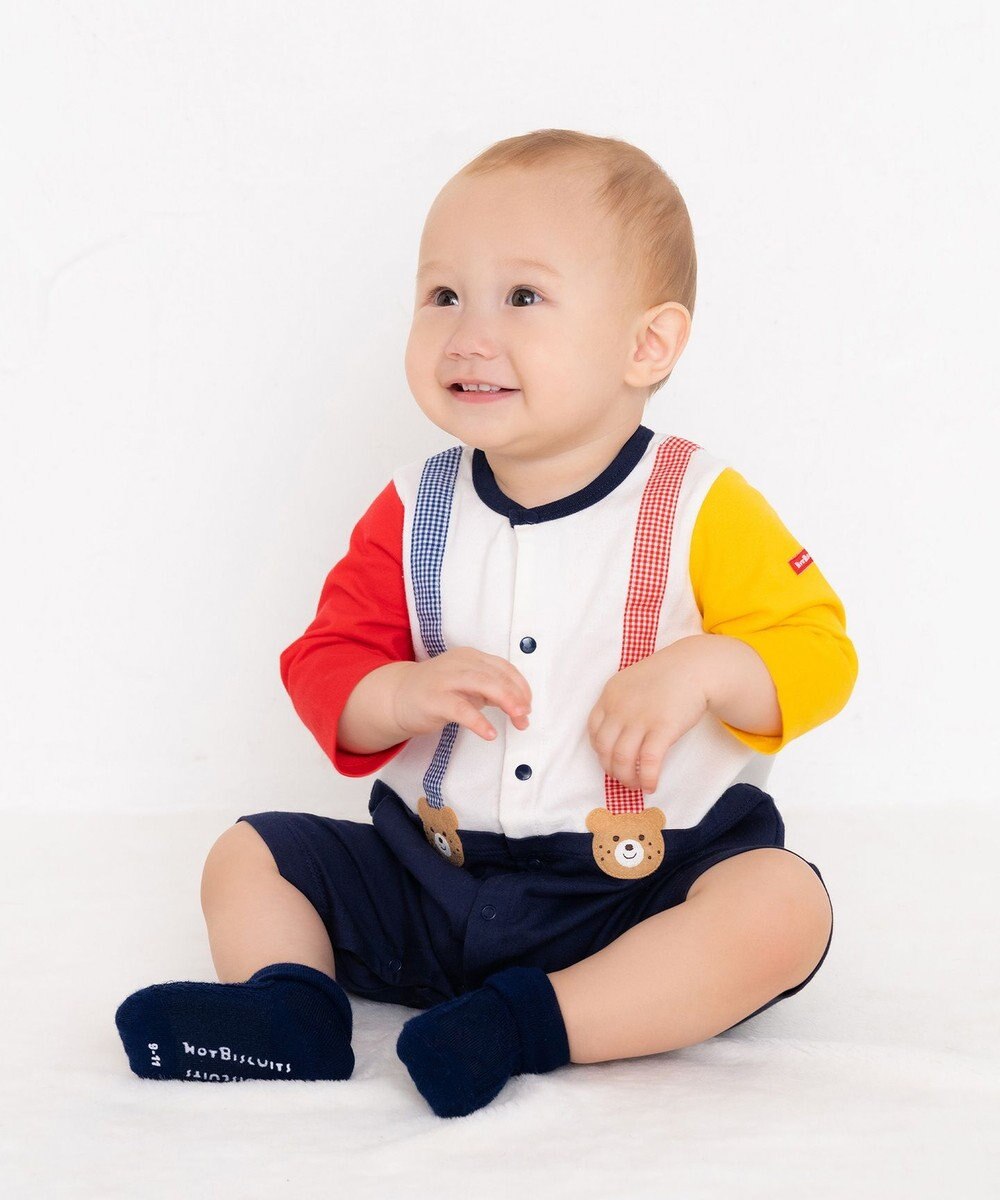 MIKI HOUSE HOT BISCUITS 【70-80cm】 サスペンダー 7分丈カバーオール 