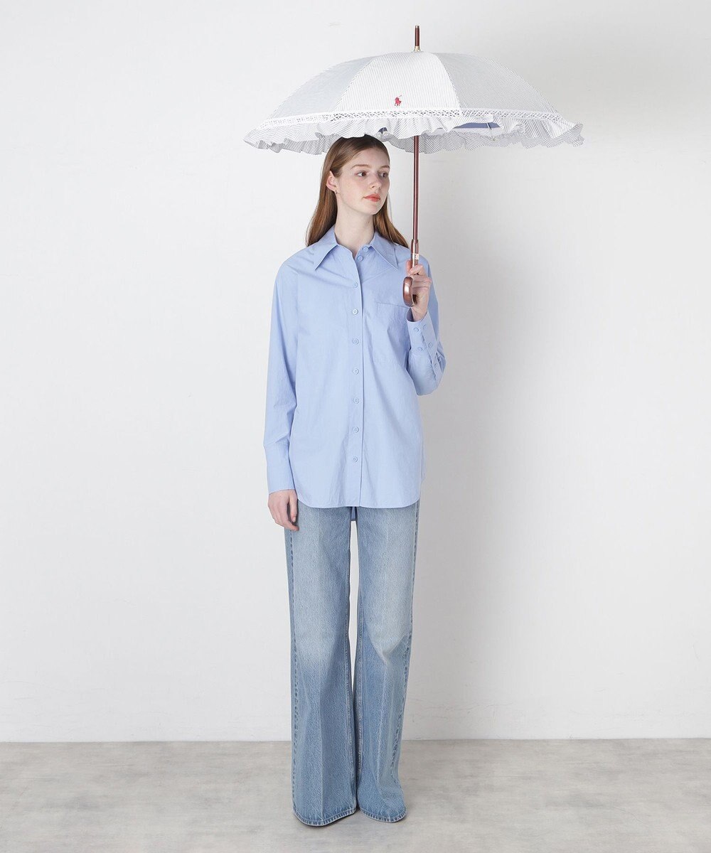 MOONBAT 【遮光/晴雨兼用日傘】POLO RALPH LAUREN(ポロ ラルフローレン) ストライプフリル 長傘 遮熱 UV 