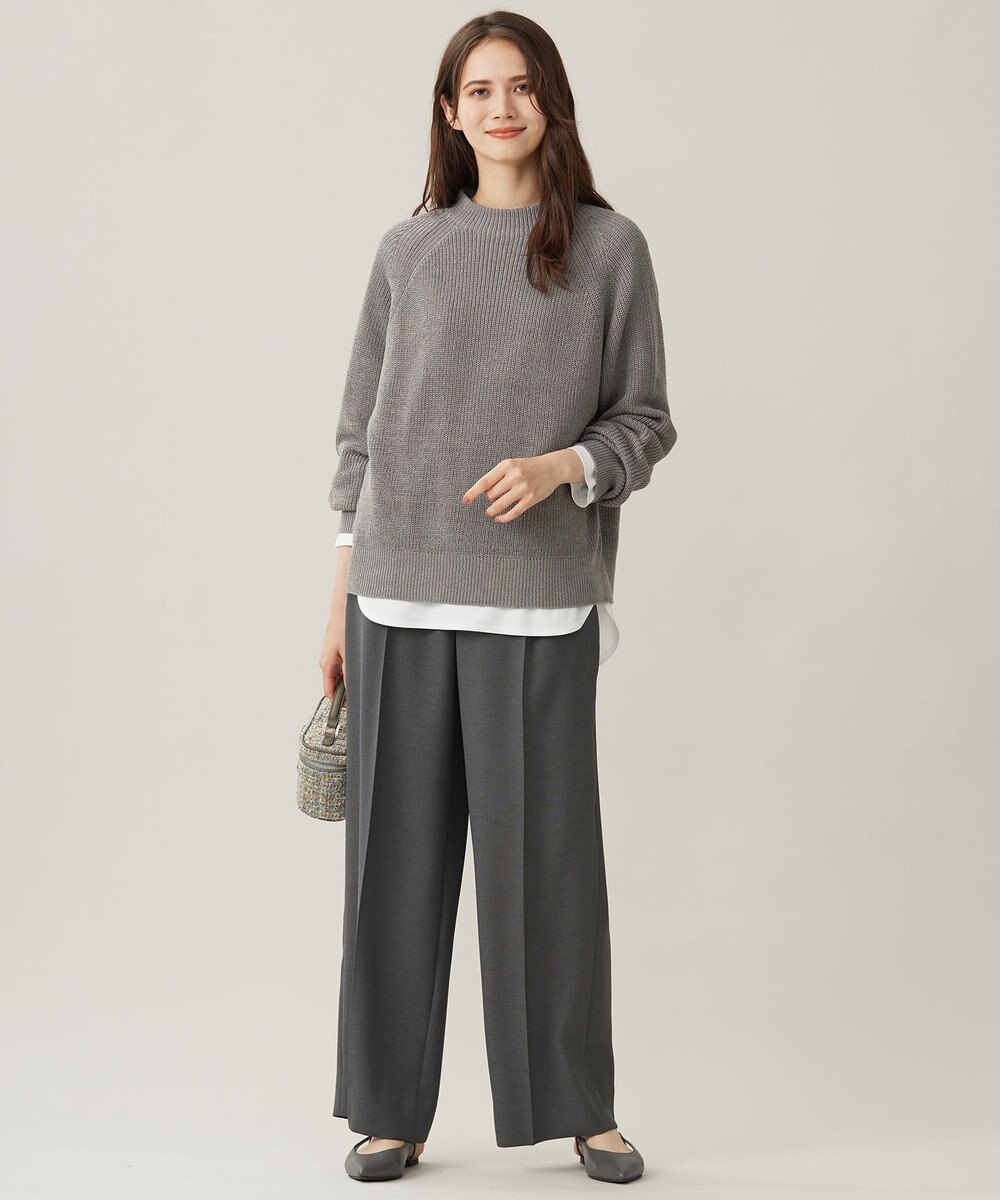 自由区 【洗える】コットンウールミドルゲージプルオーバー ニット 