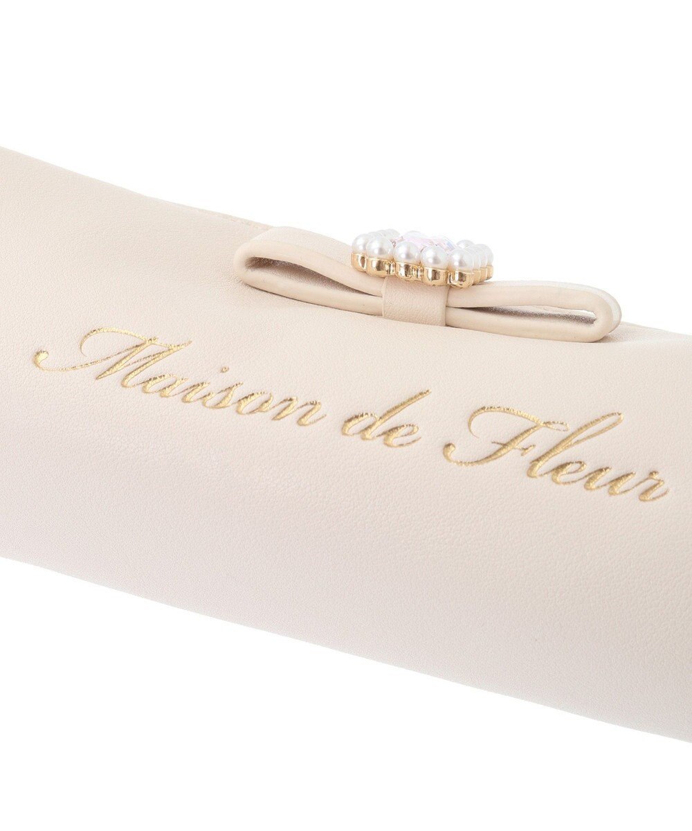 Maison de FLEUR パールビジュー合皮リボンロングポーチ 