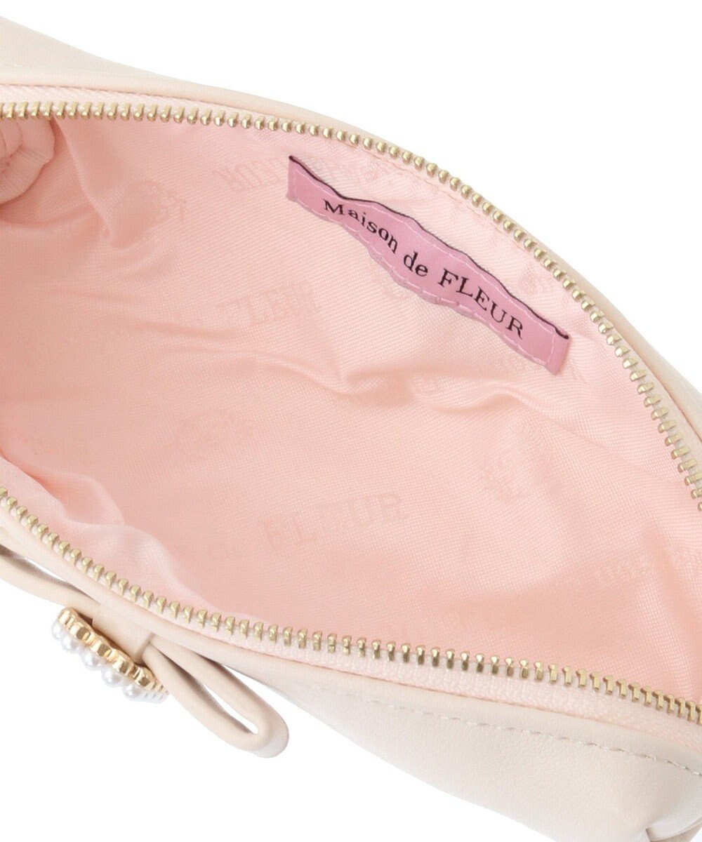 Maison de FLEUR パールビジュー合皮リボンロングポーチ 