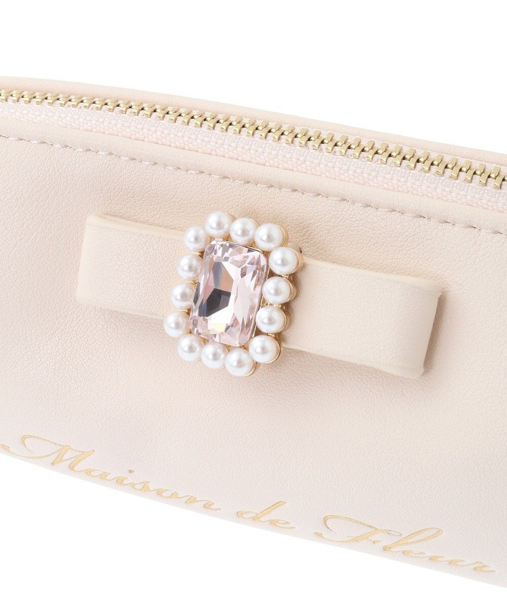 Maison de FLEUR パールビジュー合皮リボンロングポーチ 