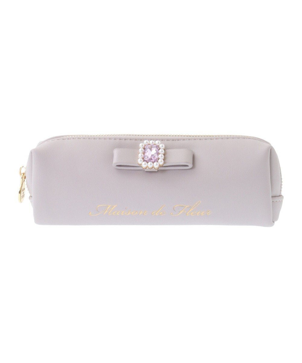 Maison de FLEUR パールビジュー合皮リボンロングポーチ 