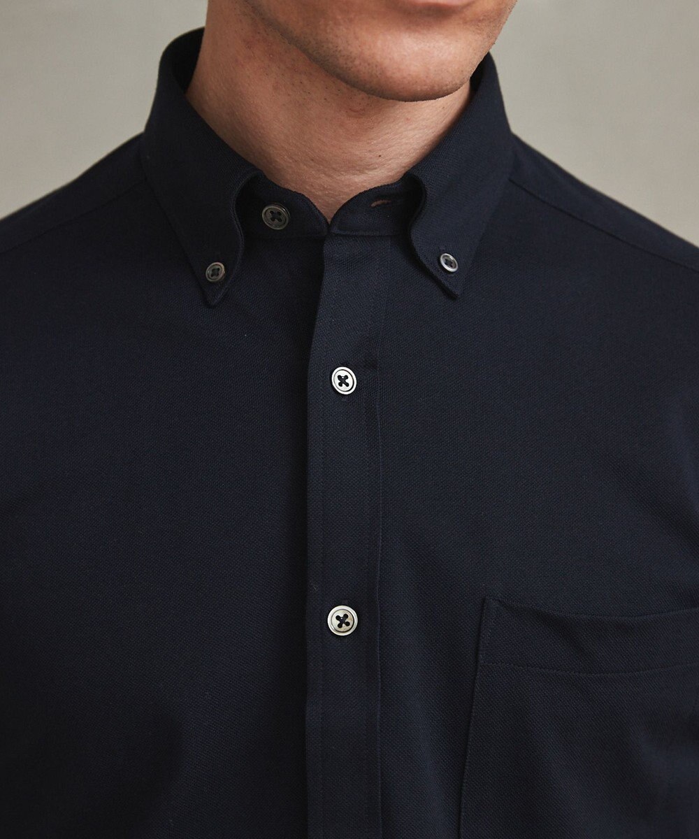 GOTAIRIKU 【吸汗速乾】クールマックス鹿の子 半袖ビズシャツ_ボタンダウン 