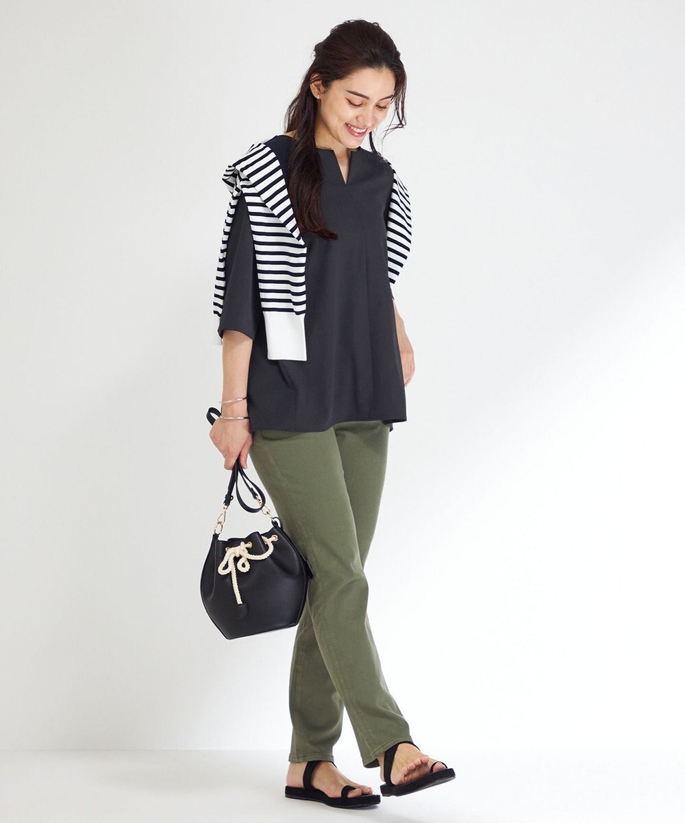 23区 L 【Lサイズ限定/洗える】ハイストレッチツイル ブラウス 