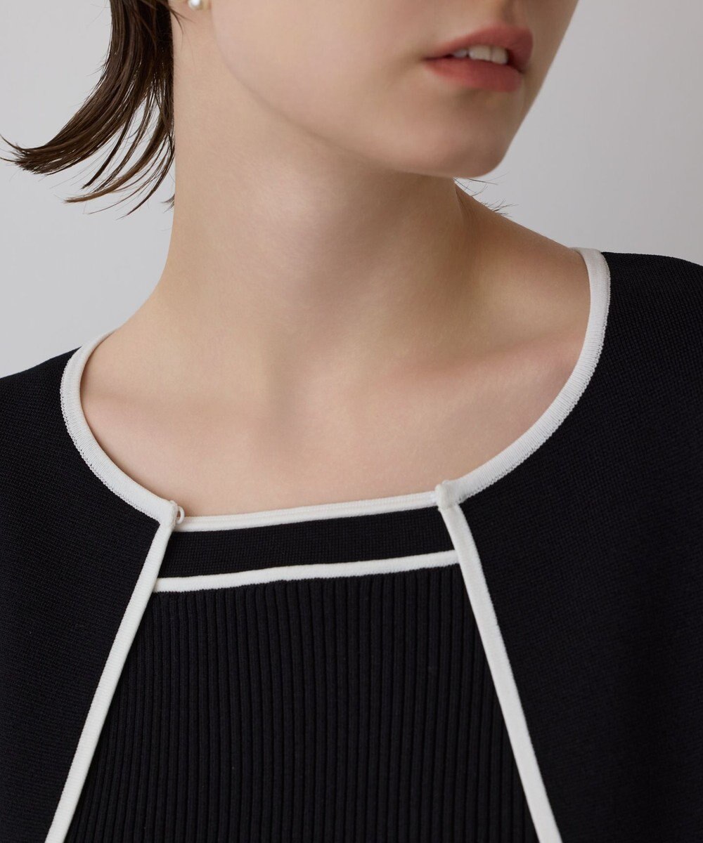 GRACE CONTINENTAL バイカラースリットニットカーディガン 