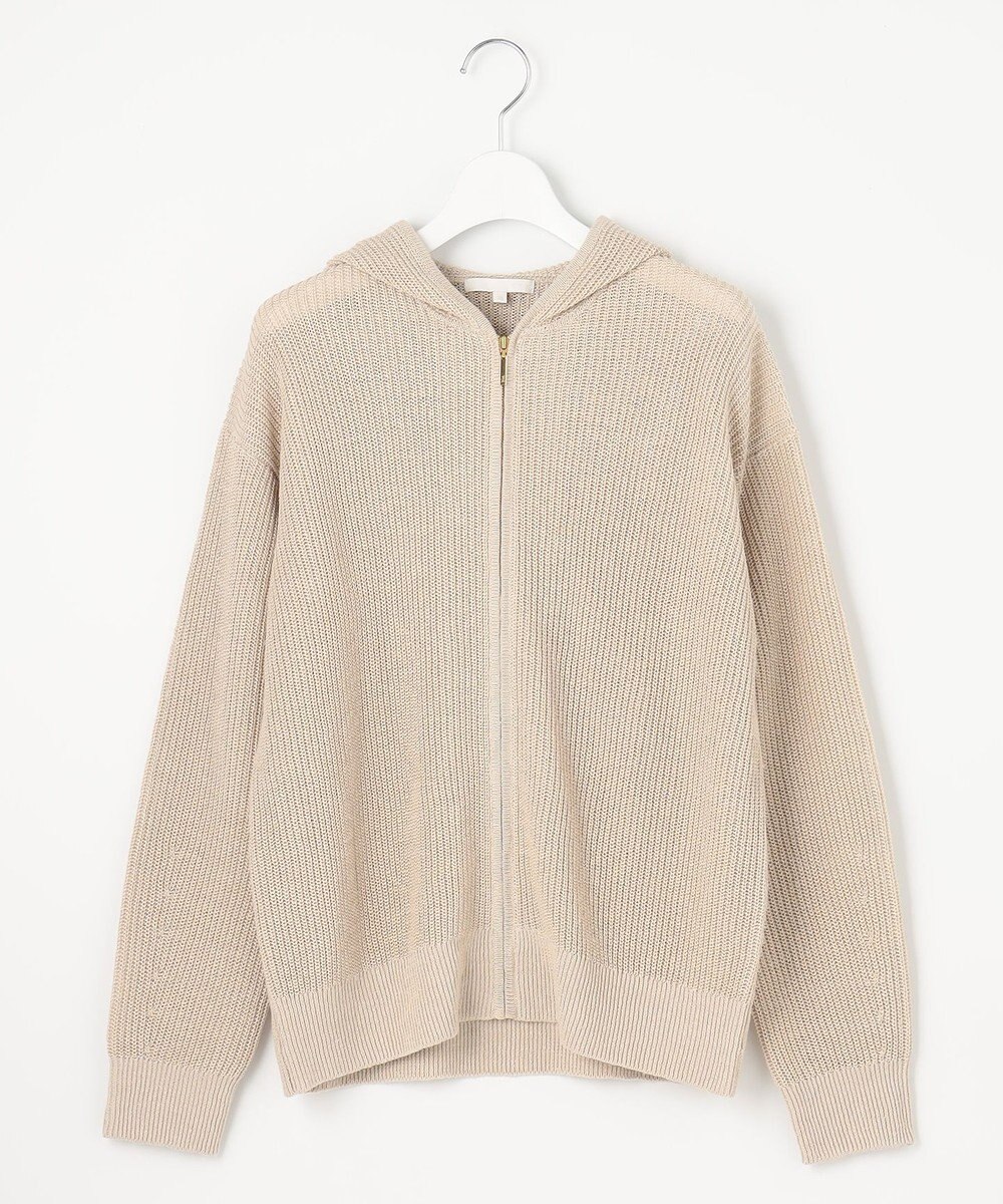 自由区 S 【洗える】リネンミドルゲージフーディ ニット 