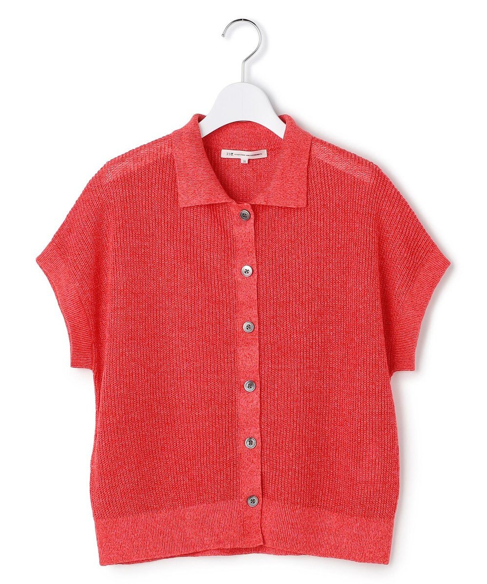 23区 【先行予約】ピュアリネン ハーフスリーブ ポロニット 