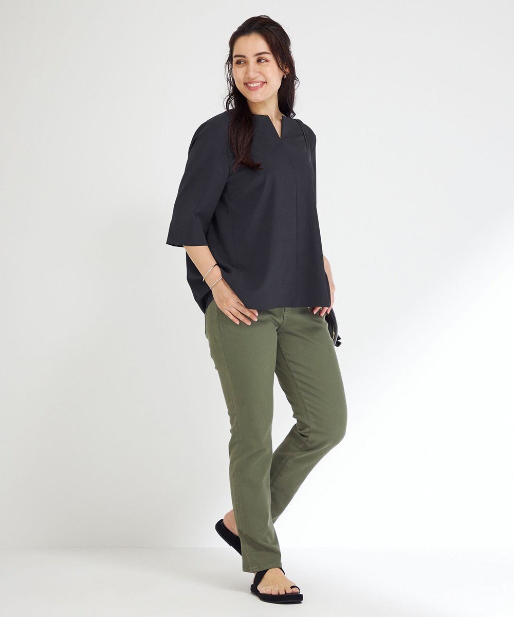 23区 L 【Lサイズ限定/洗える】ハイストレッチツイル ブラウス 