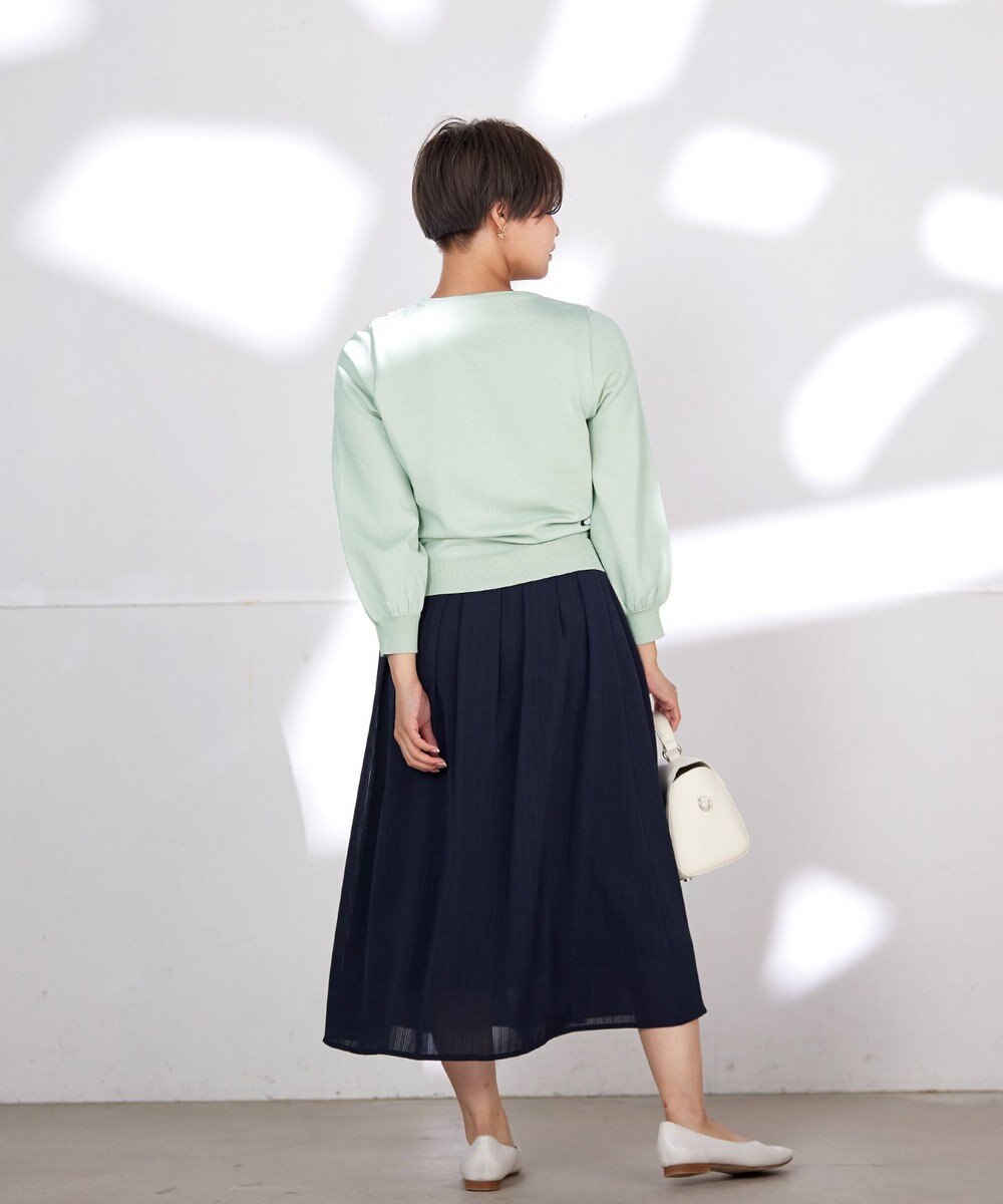 Tiaclasse 【洗える】7分袖前身レースカーディガン 