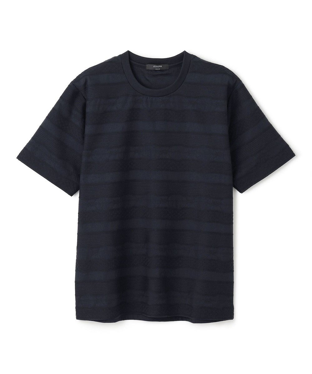 JOSEPH HOMME 新柄【ストレッチ/洗える】ジャガードボーダー　クルーネックTシャツ 