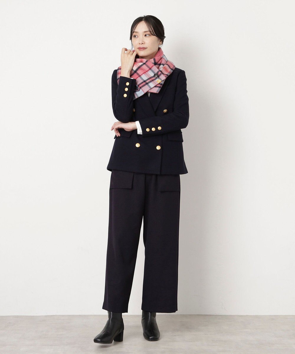 MOONBAT WEB限定【洗える】ミエル (miel) カシミヤ100％ チェックボタン付きマフラー 