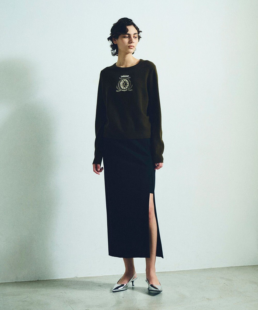 GRACE CONTINENTAL エンブレム刺繍ニットトップ 