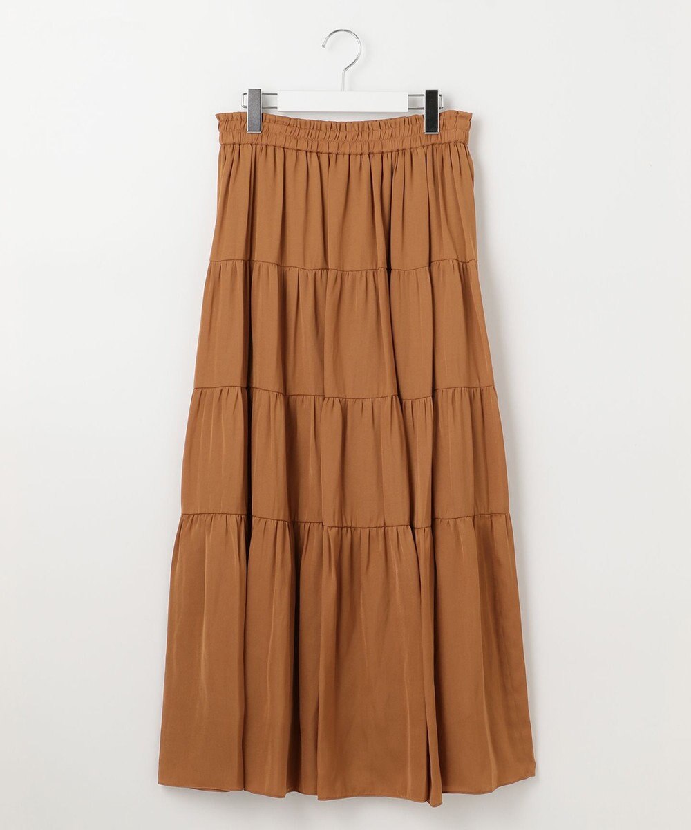 自由区 L 【洗える/着丈調節可】カラー ティアードスカート 