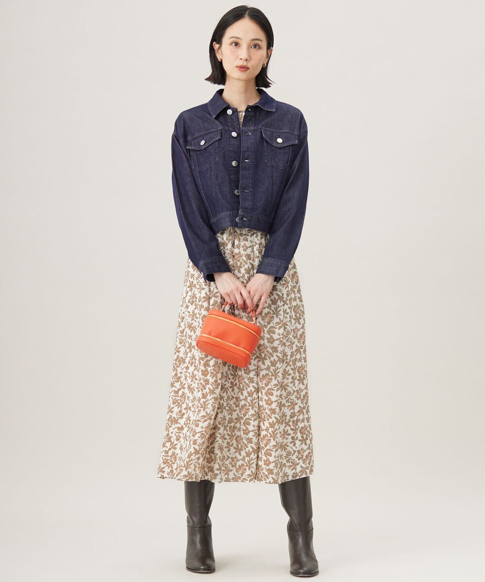 自由区 L 【17号サイズまで展開・洗える】ウスカルデニム襟付き ジャケット 