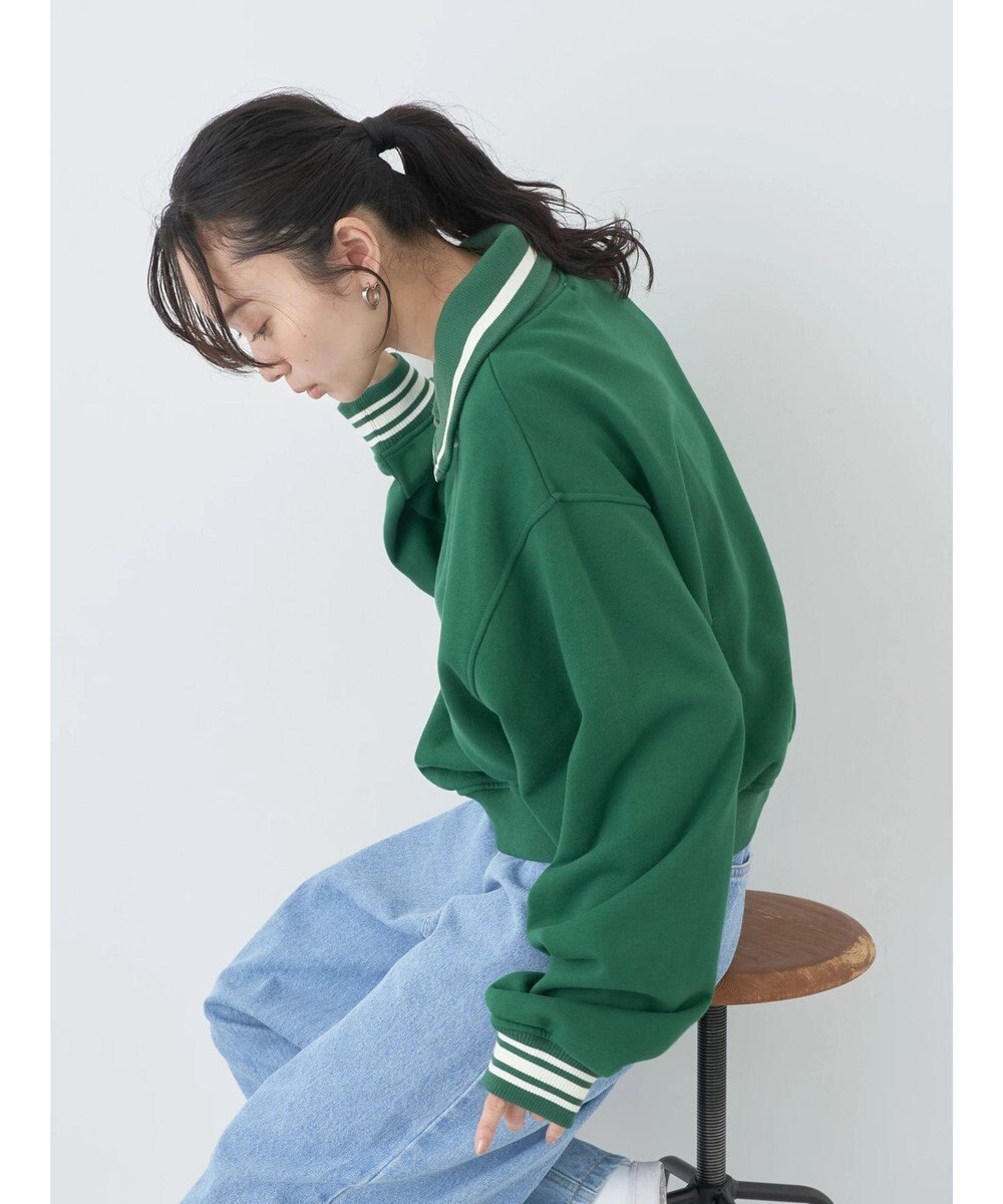 earth music&ecology ハーフＺＩＰサークルロゴ刺繍裏毛プルオーバー 