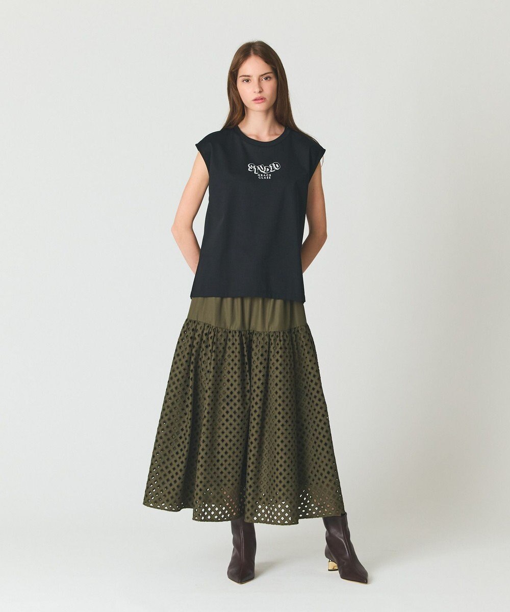 GRACE CONTINENTAL メッシュカットワークスカート 