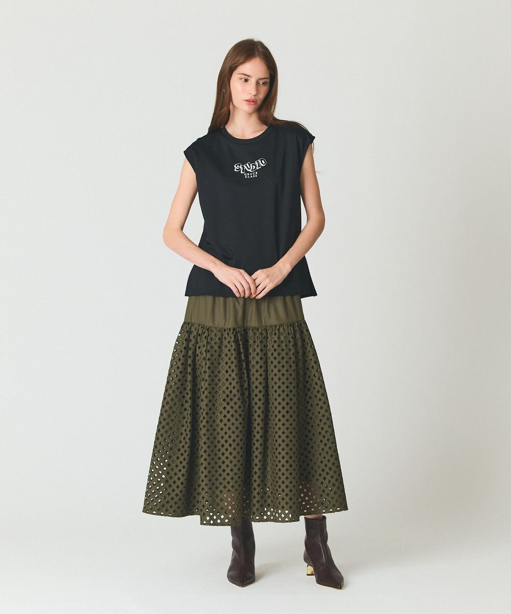 GRACE CONTINENTAL メッシュカットワークスカート 
