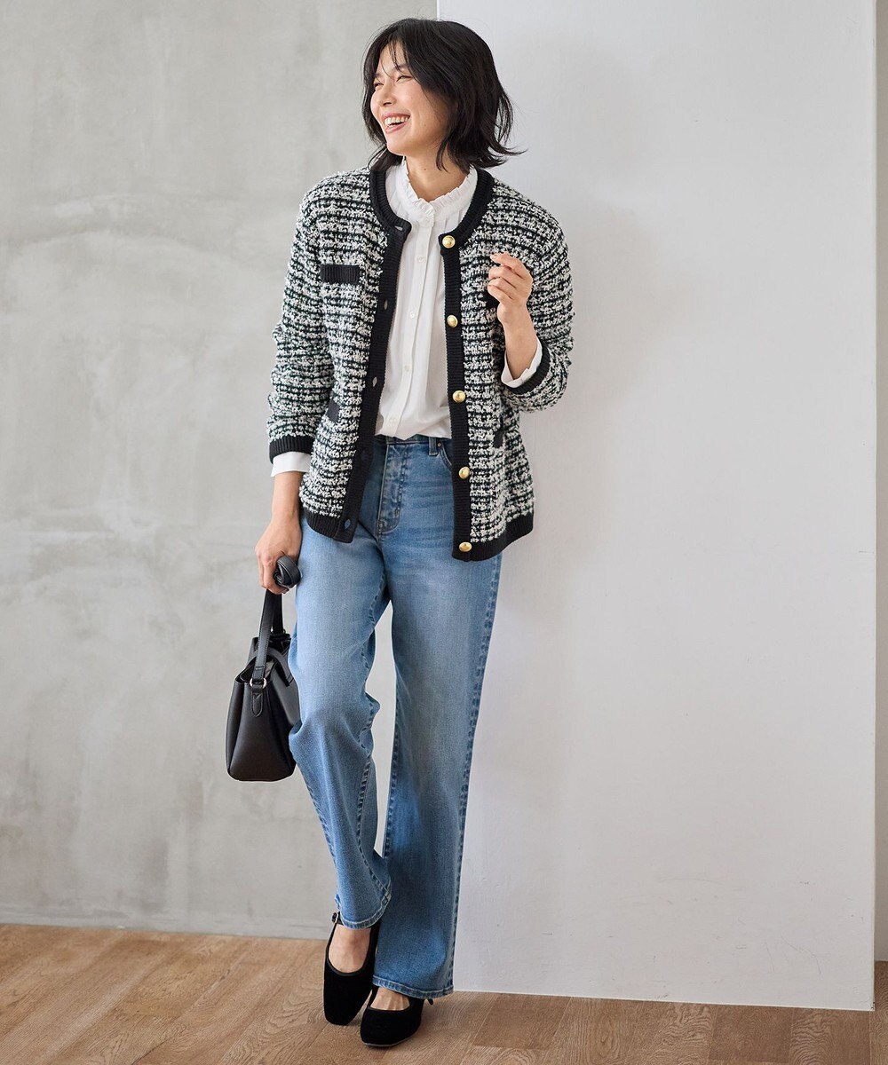 ANY 【洗濯機可/ウエストゴム/ストレッチ】ストレートデニムパンツ 