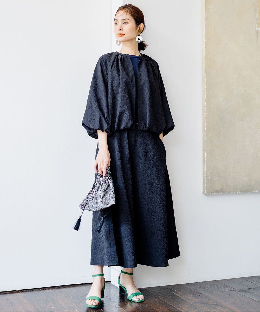 組曲 【洗える】サッカーストレッチ ブルゾン 