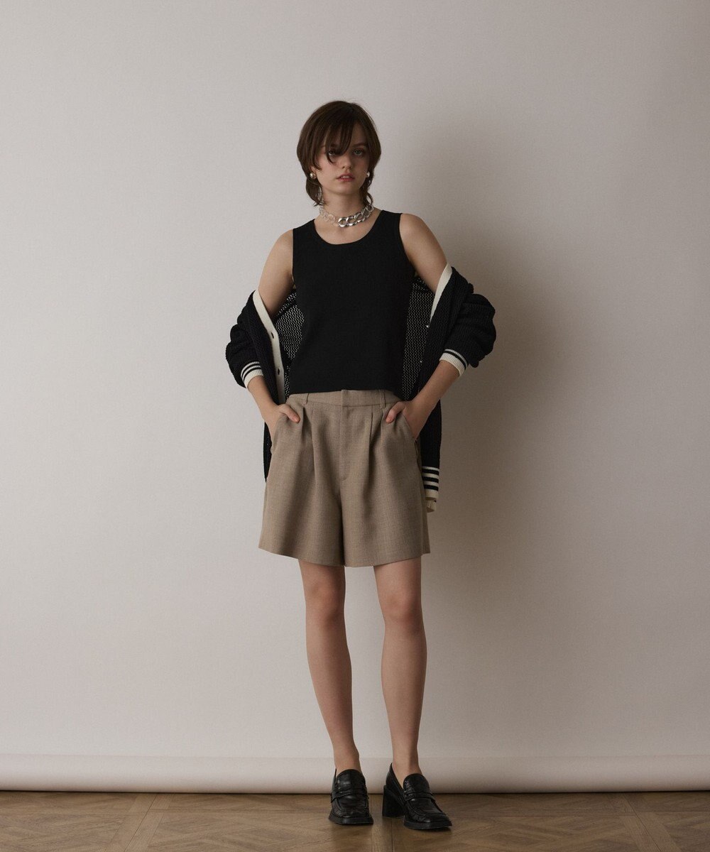 GRACE CONTINENTAL Uネックリブニットトップ 