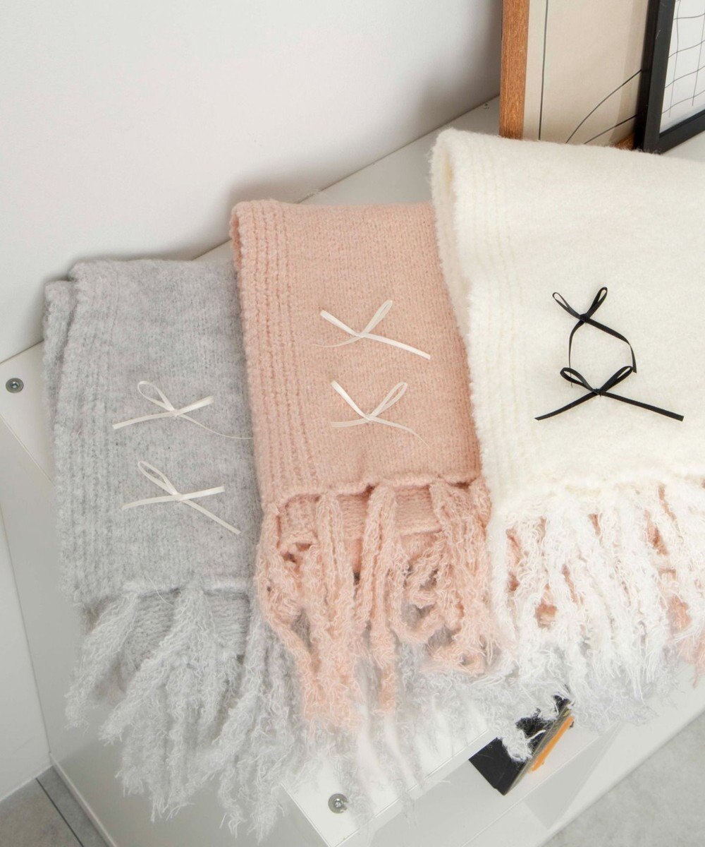 WEGO リボン付きニットストール 