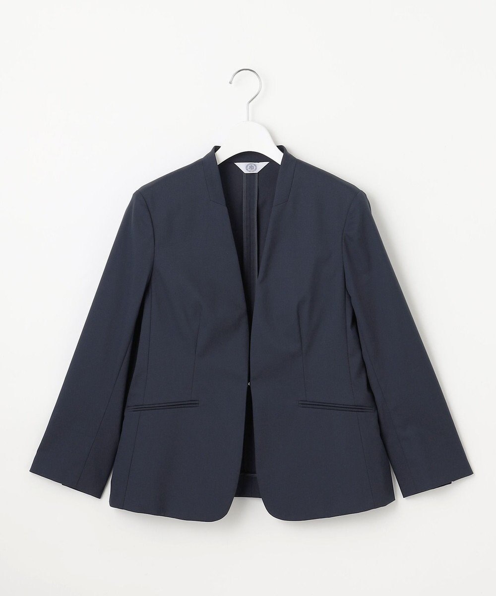 J.PRESS LADIES 【セットアップ対応・洗える・撥水】コットンFITTY ノーカラー ジャケット 