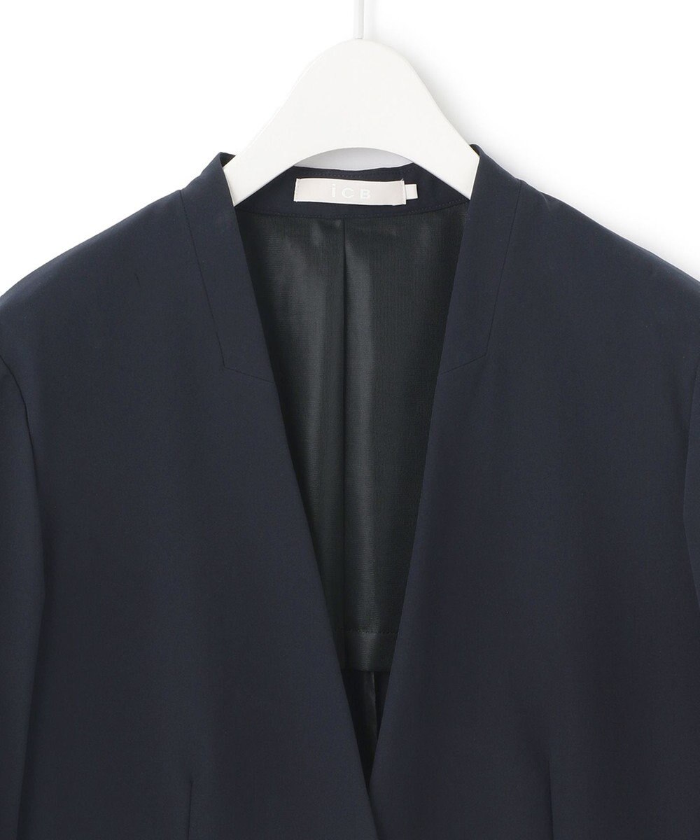 ICB 【UVカット・洗える】4WAYストレッチタフタ ノーカラージャケット 