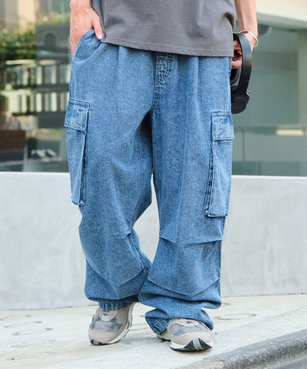 WEGO 【ユニセックス着用ITEM】デニムイージーカーゴパンツ 