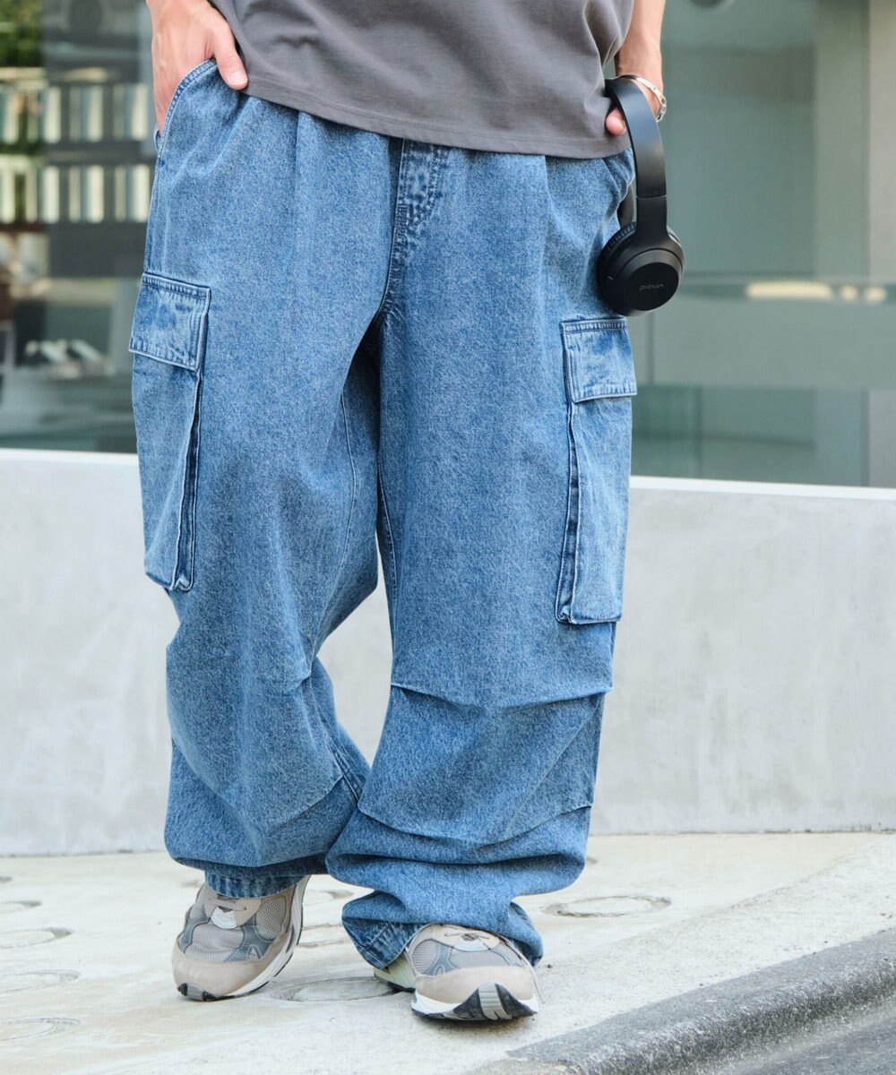 WEGO 【ユニセックス着用ITEM】デニムイージーカーゴパンツ 